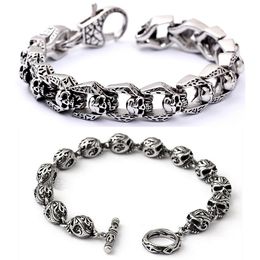 Titanium Personality Charm Bracelets Steel Skull Chains Bracelets Exaggerated Wristbands Bangle Vintage Jewellery Brace Lace High Quality