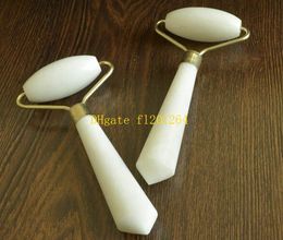 Free Shipping Wholesale Facial Relaxation Slimming Tool White Natural Jade Roller Massager For Face jade massage stone
