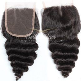 44 natural hairline loose wave closure hd medium brown lace human hair middle part brazilian