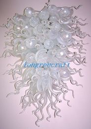 Ceiling Lights Mouth Blown 110v/120v LED Bulbs Home Art Deco White Glass Chandelier Lighting