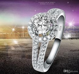 Fine 1 CT simulate diamond ring for women Luxury 925 sterling Silver ring engagement ring for women bridal gift for 242O