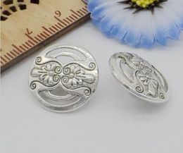 Free Ship 200Pcs Antique silver Button Charms Pendant Fit Bracelet Jewelry Making 17x7mm