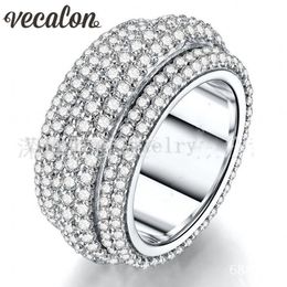 Vecalon 2016 Female ring 310pcs Full Around Simulated diamond Cz 925 Sterling Silver Engagement wedding Band ring for women