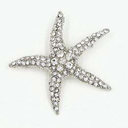 High Quality Stunning CZ Rhinestone Crystals Big Starfish Brooch Rhodium Plated Special Brooch Pin For Friend Women Bouquet Costume Broach