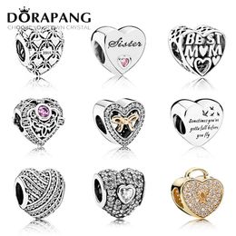 DORAPANG 100% 925 Sterling Silver Interlocking Love Heart Beads Fit Original Charm Bracelet DIY bracelet The factory wholesale