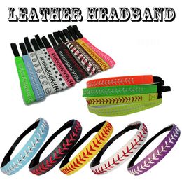 WHOLESALE 26 colors Seamed Stitching Real Leather Softball Sports Team Headband free shipping