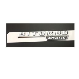 Chrome " BITURBO 4MATIC " Letters Trunk Emblem Sticker 2pcs for Mercedes Benz