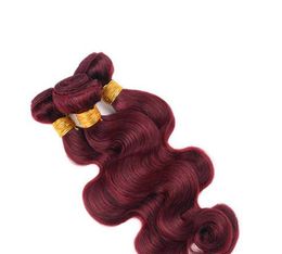 Elibess Brand unprocessed grade 7A brazilian virgin hair red wine burgundy 99J Colour body wave human hair weaves 4pcs per lot