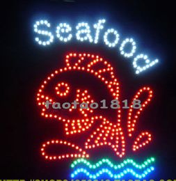 Led seafood shop open neon sign hot sale new arrival custom graphics 19x19 Inch indoor ultra bright flashing