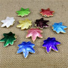 Maple Leaf Cloisonne Beads Multi Colors Filigree Silver Blue Spacer Loose Beads For DIY Jewelry Bracelet Crafts & Charms Cloisonne Beads