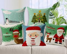 180g Christmas Theme Pillow Case Father Christmas Snowman Pillow Covers Merry Christmas Gift Cushion Cover Best Gift For Kids 10PCS