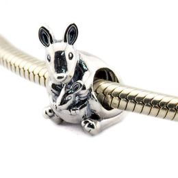 Loose Beads Fits for pandora Snake chain bracelets necklace 100% 925 sterling silver beads Kangaroo & Baby Charm diy women 2016 NEW summer