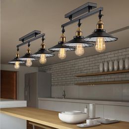 Anqitue led ceiling light vintage pendant lights loft industrial home lighting American countryside restaurant 3 heads chandelier