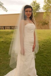knee length veil Australia - Two Layer White Ivory Champagne Wedding Veil Bridal Veil knee Length With comb Cut Edge 182a