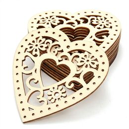 Hot Wedding Ornaments Heart Wood Decorations Home Grarden Birthday Valentine's party hanging props wholesale, free shipping, 10 pc per bag