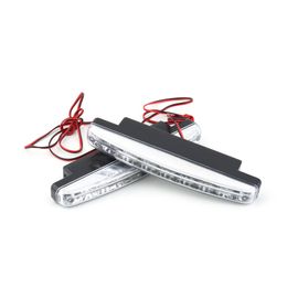 1 Pair 8 LED Daytime Running Lights Super Bright DRL Light Bar Parking Fog Strobe Lamp 12V DC Headlight Universal