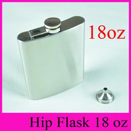 18 oz Stainless Steel Hip Flask With Funnel Portable Flagon 18 Ounce Hip Flasks Whisky Bottles Alcohol Stoup Wine Pot