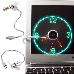 USB Mini Flexible Time LED Clock Fan with LED Light -Cool Gadget flexible usb clock fan gadgets cool fan clock interest
