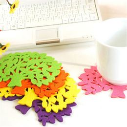 Hot 5PCS Tree Shape Felt Coasters Cup Mat Pad Bowl Glass Plate Mug Coaster #R571