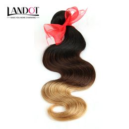 3Pcs Lot 8-30Inch Three Tone Ombre Filipino Human Hair Extensions Body Wave Wavy 1B-4-27 Black Brown Blonde Ombre Virgin Hair Weaves Bundles