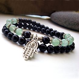 SN0141 Fashion Bracelet Wholesale Onyx and Jade bracelet Men Hamsa bracelet Good Luck bracelets Jade Hamsa bracelet