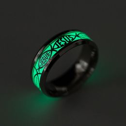 Stainless Steel Jesus Ring Fluorescent Glow In The Dark rings bang for women mens fashion Jewellery will and sandy new