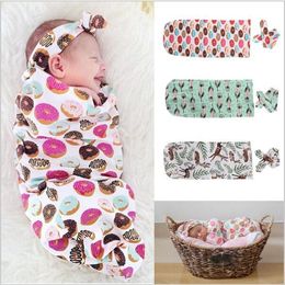 Newborn Baby Sleeping Bag Newborn Baby Swaddle + Headband Two Piece Baby Swaddle Wrap Sleeping Sack Infant Sleepwear Kids Clothing 10 Styles