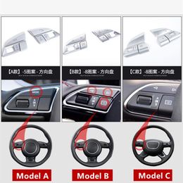 6pcs Car Steering Wheel buttons sequins Chrome ABS styling Interior Accessories Decals For Audi Q3 Q5 A7 A3 A4 A5 A6 S3 S5 S6 S7203c