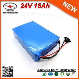 24v electric bike li ion battery pack 15Ah lithium battery packs for 360W electric bicycle scooter hub motor with 15A bms