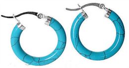 sterling leverback earrings Australia - New Women's 925 sterling silver Blue Turquoise Ring Earrings-Leverback