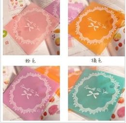 New 200pcs/lot lace loop 4 Colour Self Adhesive Seal Snack bags/Lovely Biscuits Bread Cookie Gift Bag 10x10+3cm