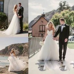 Beach Foreign Impoti Wedding Dresses Bridal Gowns with Spaghetti Straps A Line Wedding Gowns with Belt Lace Bodice Tulle Long Party Dress