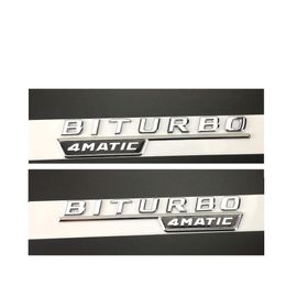 Flat Chrome BITURBO 4MATIC Letters Trunk Emblem Badge Sticker for Mercedes Benz