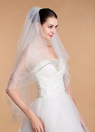 New high Quality Amazing Romantic Fingertip Length Elegant Luxury Beaded Edge veil Bridal Head Pieces For Wedding Dresses