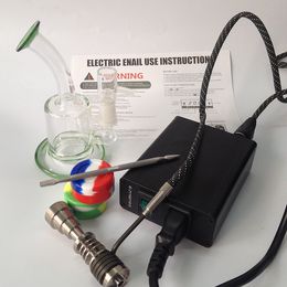 E Nail Kit Digital 2.1 Verbesserte Version Mini Portable Enail Electric Dab Titanium Nails mit Glasbong-Tupfer und Wasserrauchen