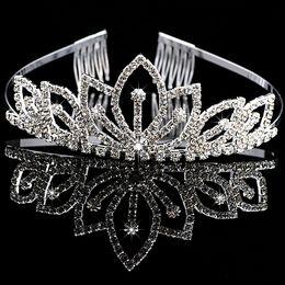 Girls Crowns With Rhinestones Wedding Jewellery Bridal Headpieces Birthday Party Performance Pageant Crystal Tiaras Wedding Accessories #BW-T008