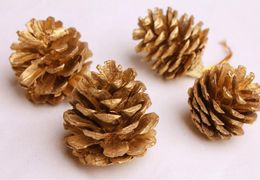 Natural pine Christmas tree decoration one package 9 pieces diameter of 3-4cm Pinecone hang Christmas gifts free shipping CF001