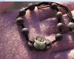 Hand-carved - natural yunnan purple jade (rose blooming flowers) rosary beads, hand-knitted flat knot, charm beaded bracelet.