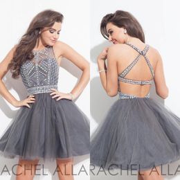 2016 New Sexy Tulle Mini Cocktail Dresses With Crystal Beaded Top Short Party Gowns Cocktail Prom Dresses Custom