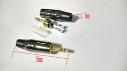 2pcs new Copper Gold Plated 3.5mm Male Stereo Jack Plug soldering connector