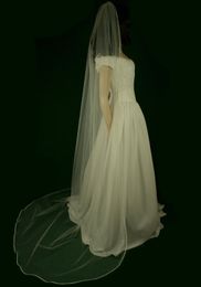 cheap ribbons Australia - New Top Quality Elegant Luxury Amazing Cheap Best Sale Chapel White Ivory Ribbon Edge Veil Bridal Head Pieces For Wedding Dresses