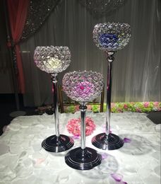 15cm diameter crystal ball candle holder wedding Centrepiece decoration candlestick silver plated