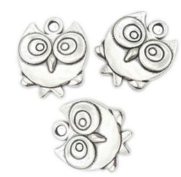 100pcs Antique Silver Owl Charm Pendants For Jewellery Making 17x15mm