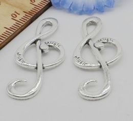 Free Ship 100Pcs Antique Silver Music Note Charms Pendant 37x15mm