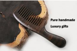 High Quality Upscale Boutique Hair Wooden Combs Luxury Precious African Ebony CHACATE PRETO Exquisite Craft Pure handmade Gifts