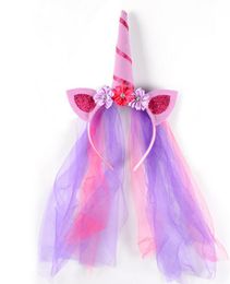 Unicorn Horn Veil Ears Flower Hair Sticks Women Girl Fancy Dress Halloween Christmas Party cosplay costume Headband XMAS birthday Favours