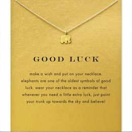 Wholesale-Moon Dogeared Good Luck Alloy Elephant Gold Plated Shorts Chains Clavicle Necklaces & Pendants New Fashion Jewellery For Women