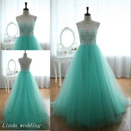 Vintage Turquoise Prom Dress Beautiful Real Photos Long Lace Tulle Women Special Occasion Dress Evening Party Gown