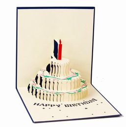 3D Pop Up Greeting Card Handmade Happy Birthday Easter Valentines Day Cake candle invitation gift cards party festive supplies