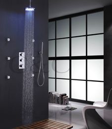 Thermostatic Bathroom Round Shower Mixer Set 8 Inch Chrome LED Shower Head 6 Pcs Spa Body Massage Spray Jets 007-8RC-3Y